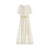 V-neck cotton embroidered lace dress