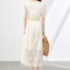 V-neck cotton embroidered lace dress