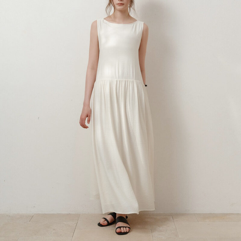 Vacation-style Back Tie Sleeveless Dress