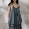Vacation-style Tencel Pleated Sling Vest
