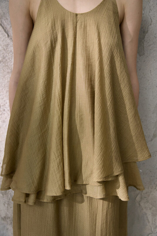 Vacation-style Tencel Pleated Sling Vest