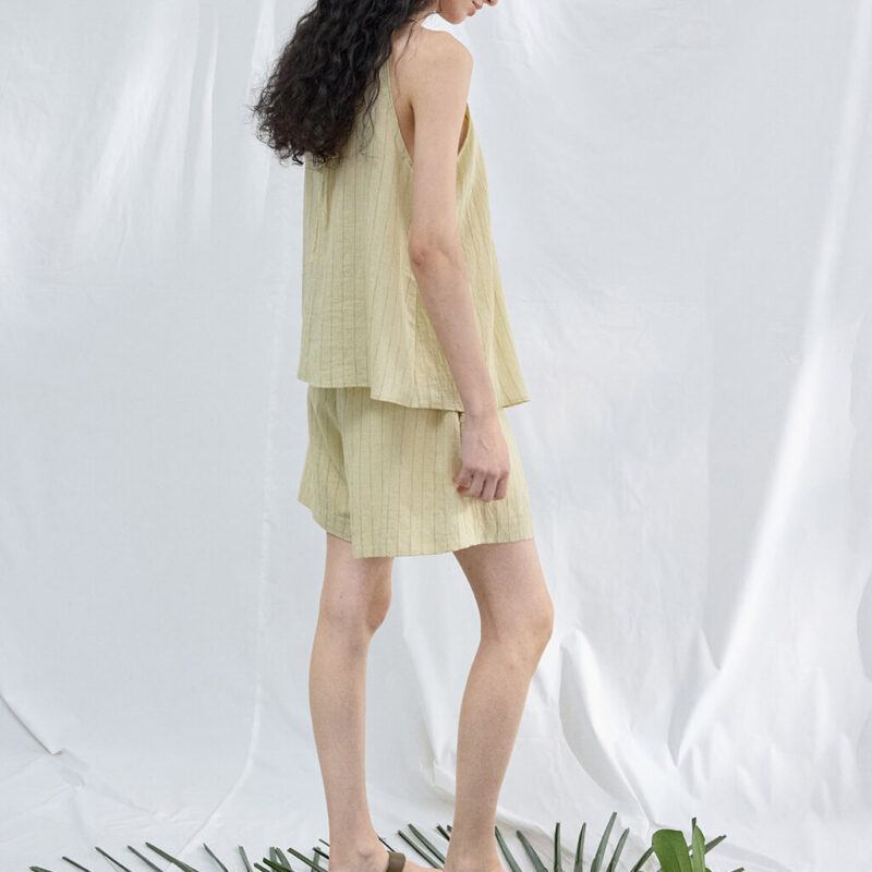 Vertical Striped Linen Shorts 10