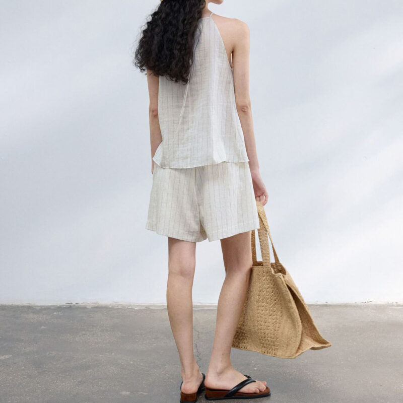 Vertical Striped Linen Shorts 3
