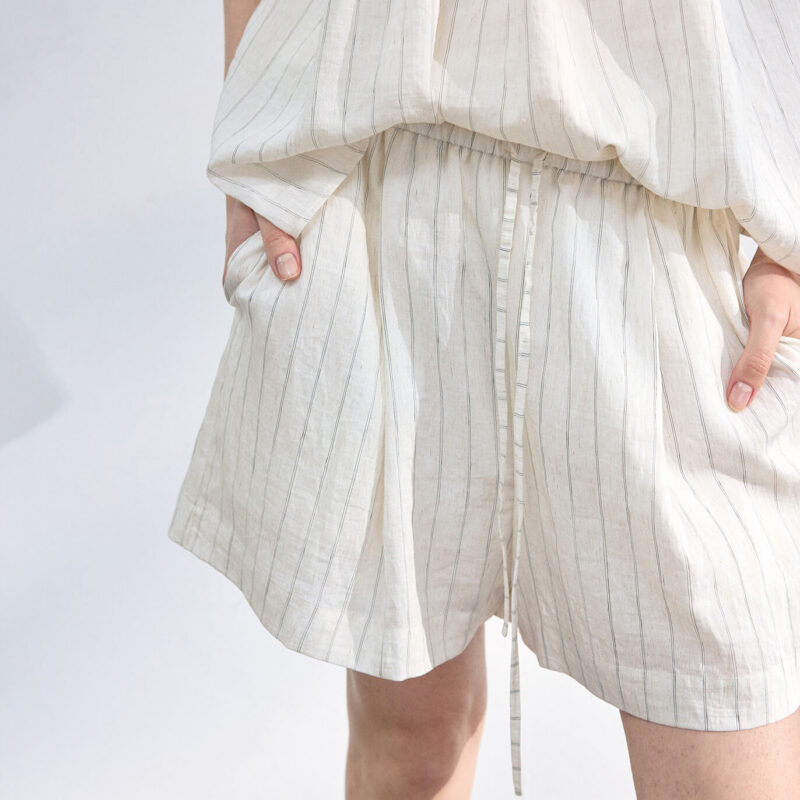 Vertical Striped Linen Shorts 7
