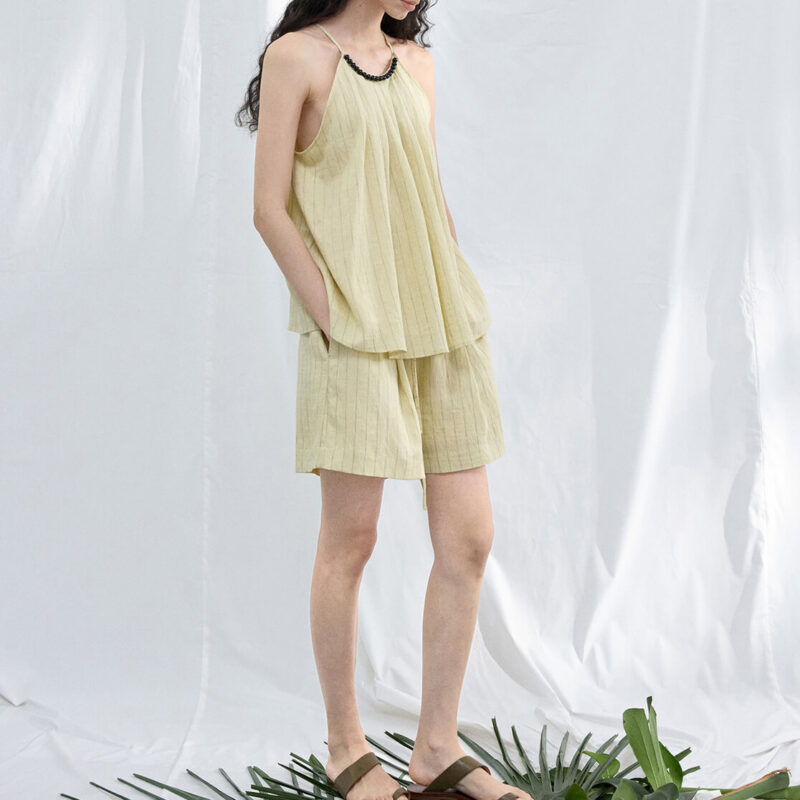 Vertical Striped Linen Shorts 9