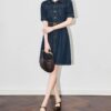 Vintage Blue Lapel Denim Dress
