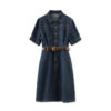 Vintage Blue Lapel Denim Dress