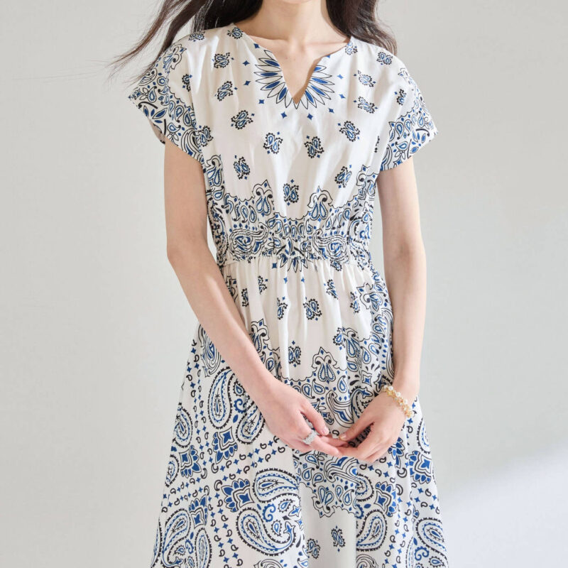Vintage Paisley Position Print Cotton Dress 3