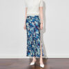 Vintage Print Acetate Satin Slit Skirt