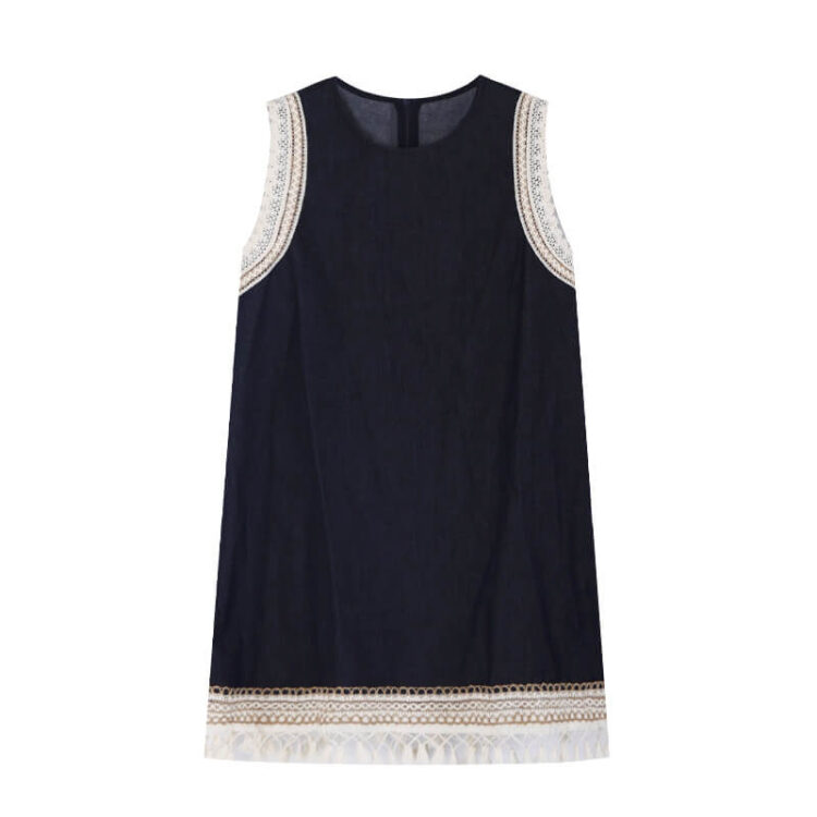 Vintage Stitching Fringe Denim Dress