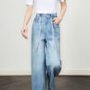 Vintage Thin Lace up High Rise Straight Leg Wide Leg Jeans 5
