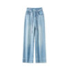 Vintage Thin Lace up High Rise Straight Leg Wide Leg Jeans 8