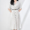 Waist-cinching Striped Single-breasted Buttons Shirt Dress