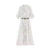 Waist-cinching Striped Single-breasted Buttons Shirt Dress