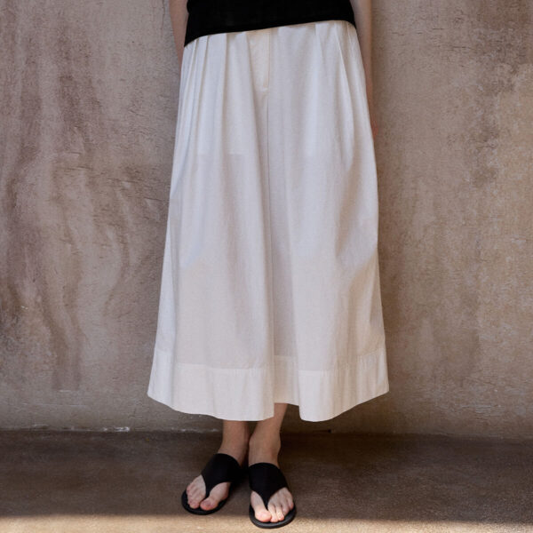 Washed Cotton Cropped Wide leg Pants 1