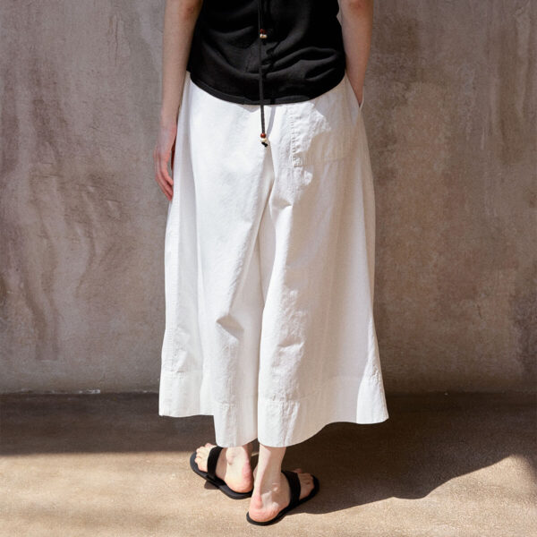 Washed Cotton Cropped Wide leg Pants 4