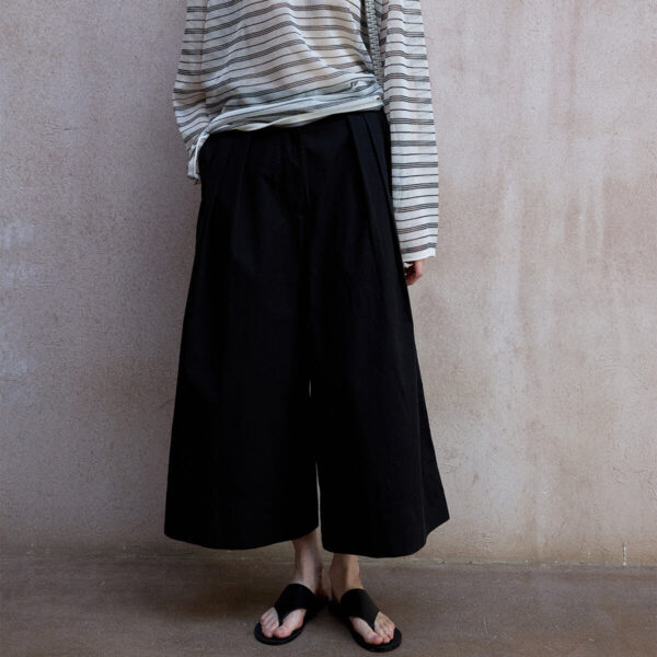 Washed Cotton Cropped Wide leg Pants 5