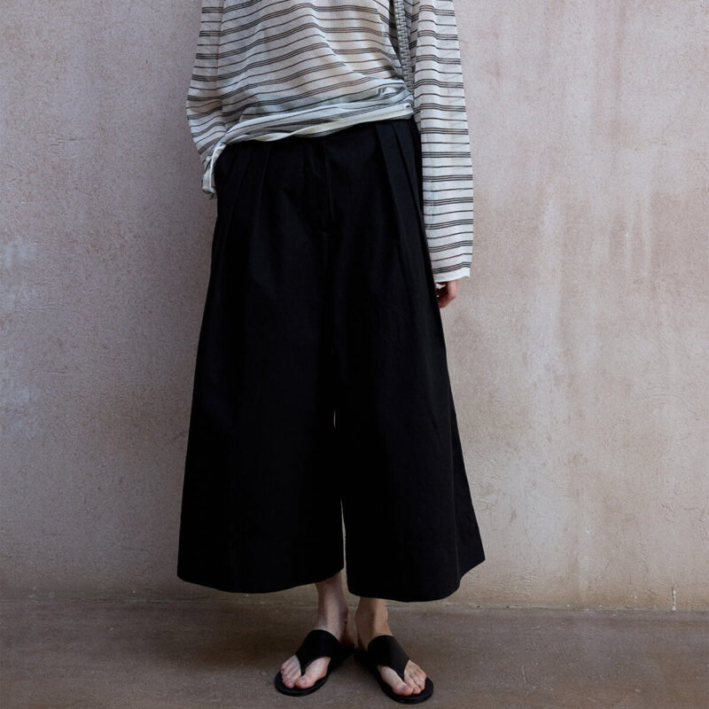 Washed Cotton Cropped Wide leg Pants 5