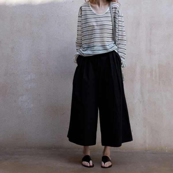 Washed Cotton Cropped Wide leg Pants 6
