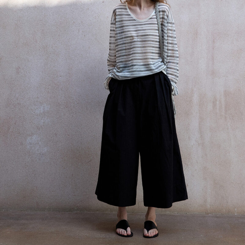Washed Cotton Cropped Wide leg Pants 6