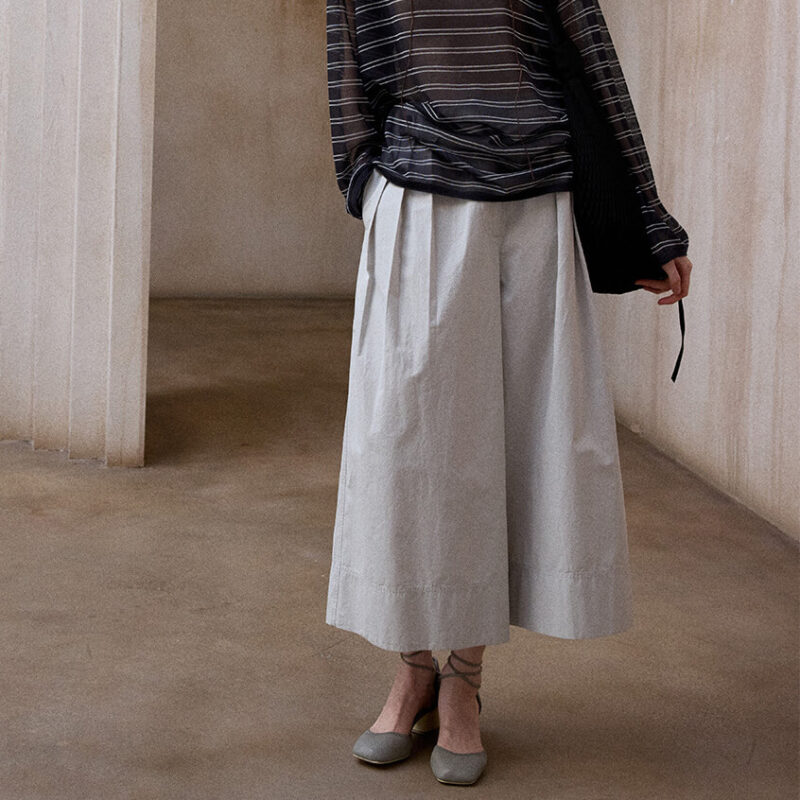 Washed Cotton Cropped Wide leg Pants 8