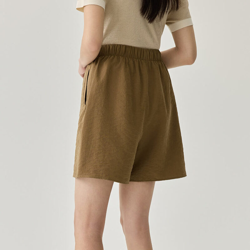 Wheat Silk High Waist Loose Shorts 2