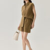 Wheat Silk High Waist Loose Shorts 5