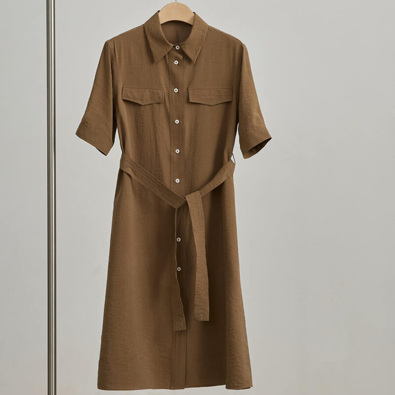 Wheat Silk Shirt Dress 2