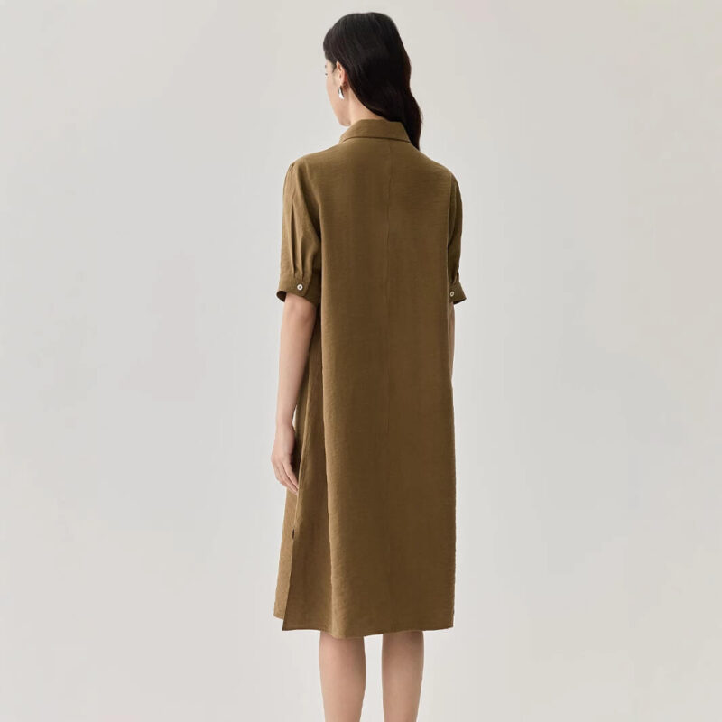 Wheat Silk Shirt Dress 3