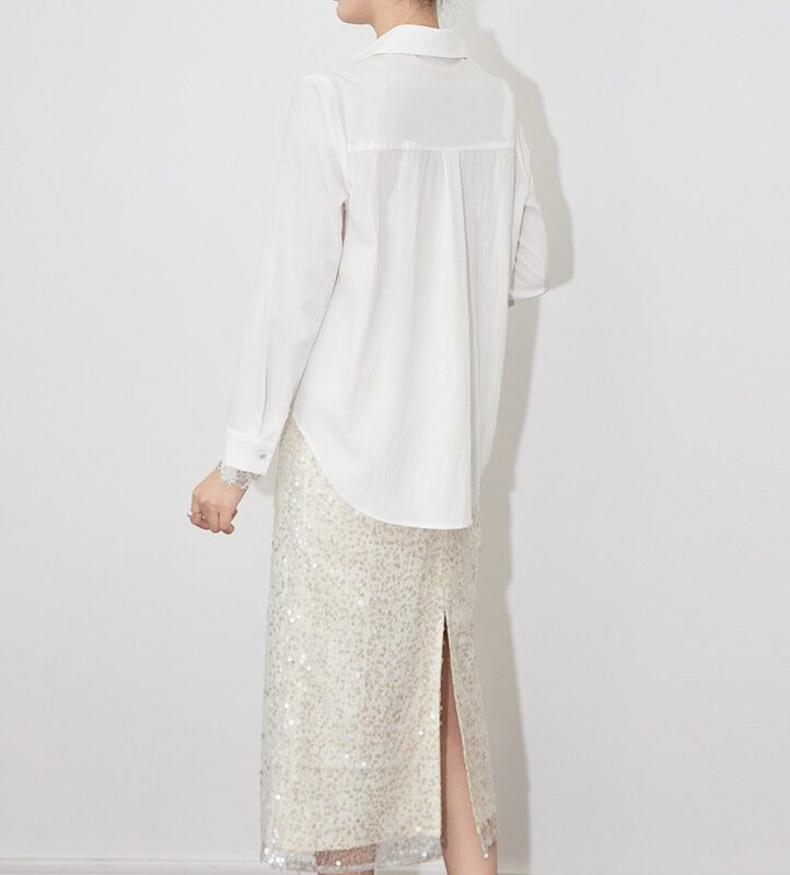 White Lace Lapel Top