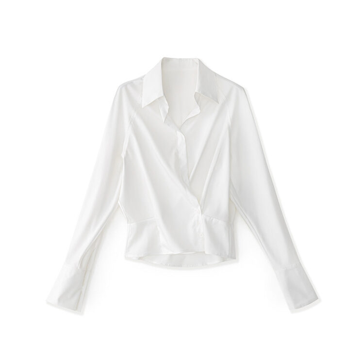 White Lapel Long Sleeve Shirt