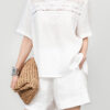 White Linen Lace Short Sleeve Top 10