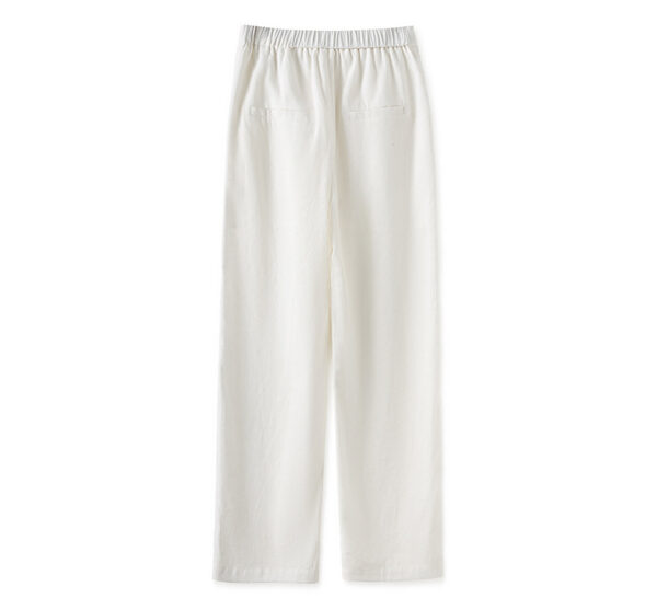 White Linen Loose Straight Wide Leg Pants