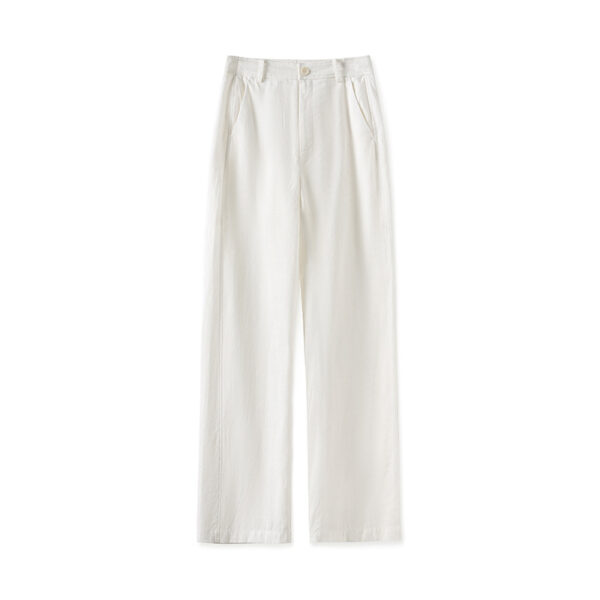 White Tencel Linen Lounge Pants 5