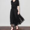 White and black one size cherry embroidered Tencel V neck cardigan 6