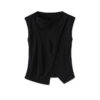 White and black pleated stacked irregular top 1