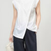 White and black pleated stacked irregular top 10
