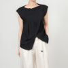 White and black pleated stacked irregular top 12