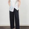 White and black pleated stacked irregular top 2