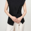 White and black pleated stacked irregular top 3
