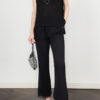 White and black sleeveless lace chiffon top with slit back
