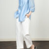 White and blue three quarter sleeve shirt 4