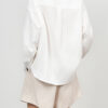 White linen casual loose lapel long-sleeved shirt