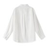 White linen casual loose lapel long-sleeved shirt