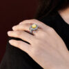 S925 Sterling Silver Zircon Small Tassel Geometric Shell Ring