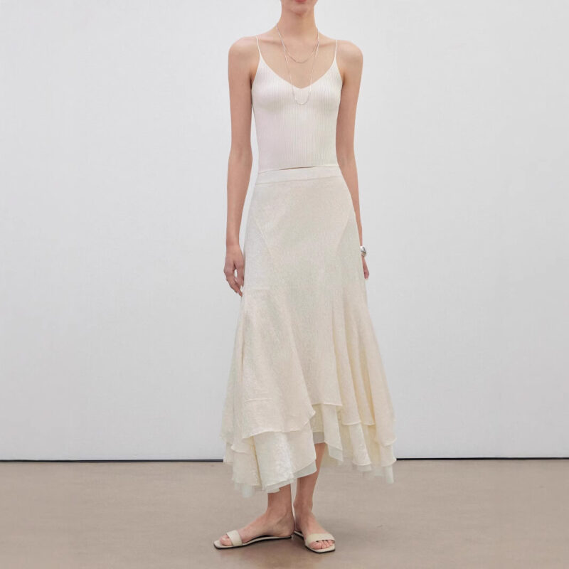 Curved Division High Waist Lace Velvet Irregular Fishtail Skirt