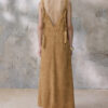 Retro Leaf Jacquard Suspender Drape Long Dress