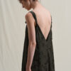 Retro Leaf Jacquard Suspender Drape Long Dress
