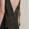 Retro Leaf Jacquard Suspender Drape Long Dress