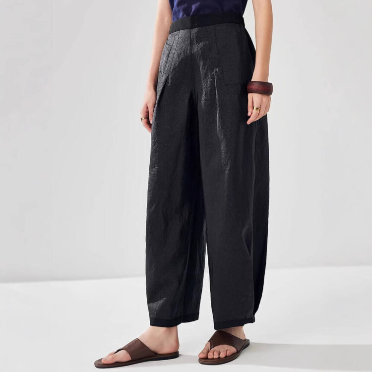 Summer Silk Retro Sickle Pants Reversible Casual Nine Length Pants